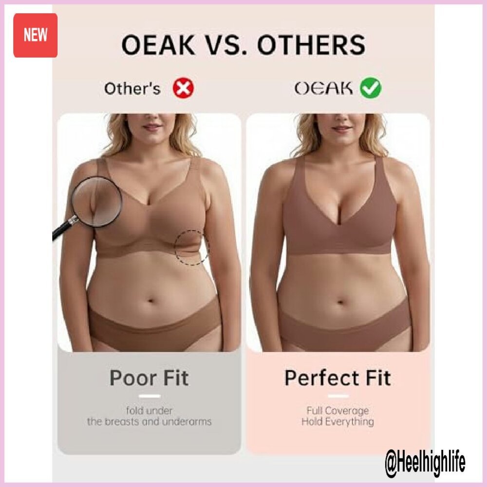 Wireless Deep V Push Up Bra Seamless Supportive Bralette Tshirt View 5